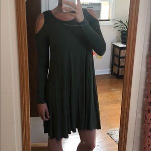 Long sleeve cold shoulder swing dress